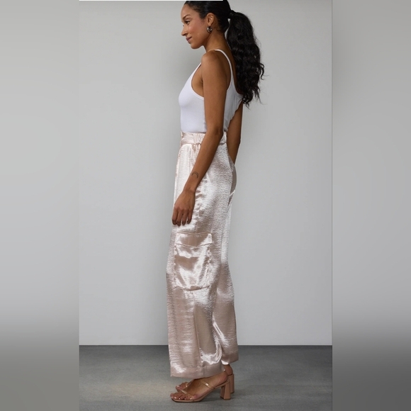 Central Park West Pants - Central Park West rose gold Wide Leg Pants with High Waist Design size L